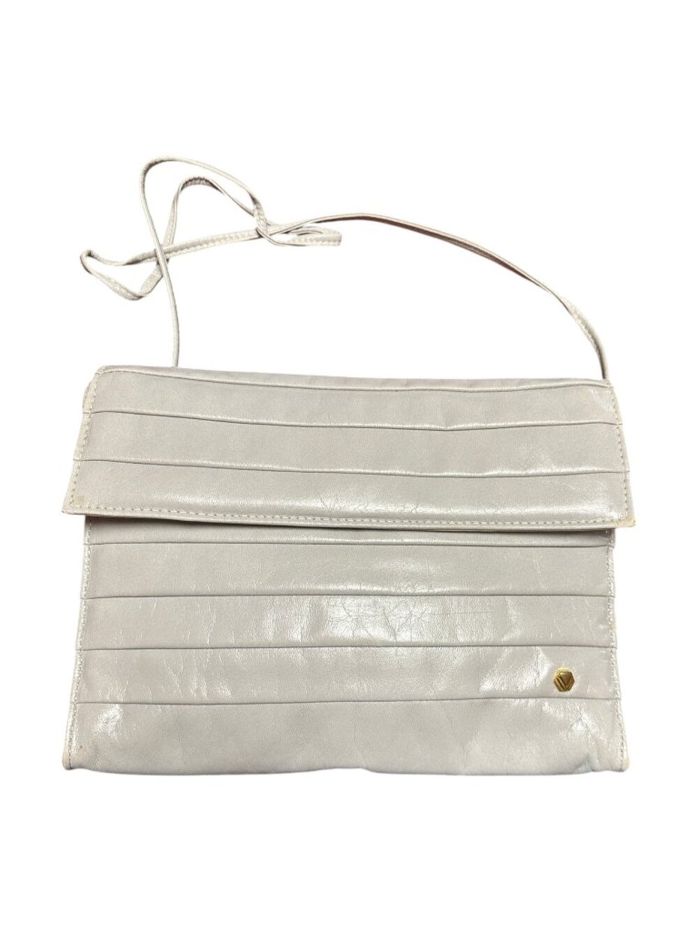 Vintage Bone Ivory Crossbody Bag Mary Ann Rosenfeld Minimalist Purse 10.5"